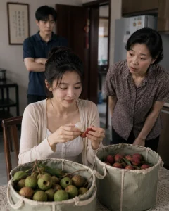 Mẹ chồng từ quê gửi lên hai giỏ vải.